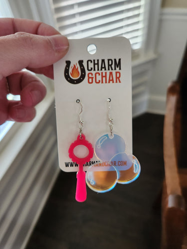 Bubble Wand & Bubbles Earrings – Playful Acrylic Dangles